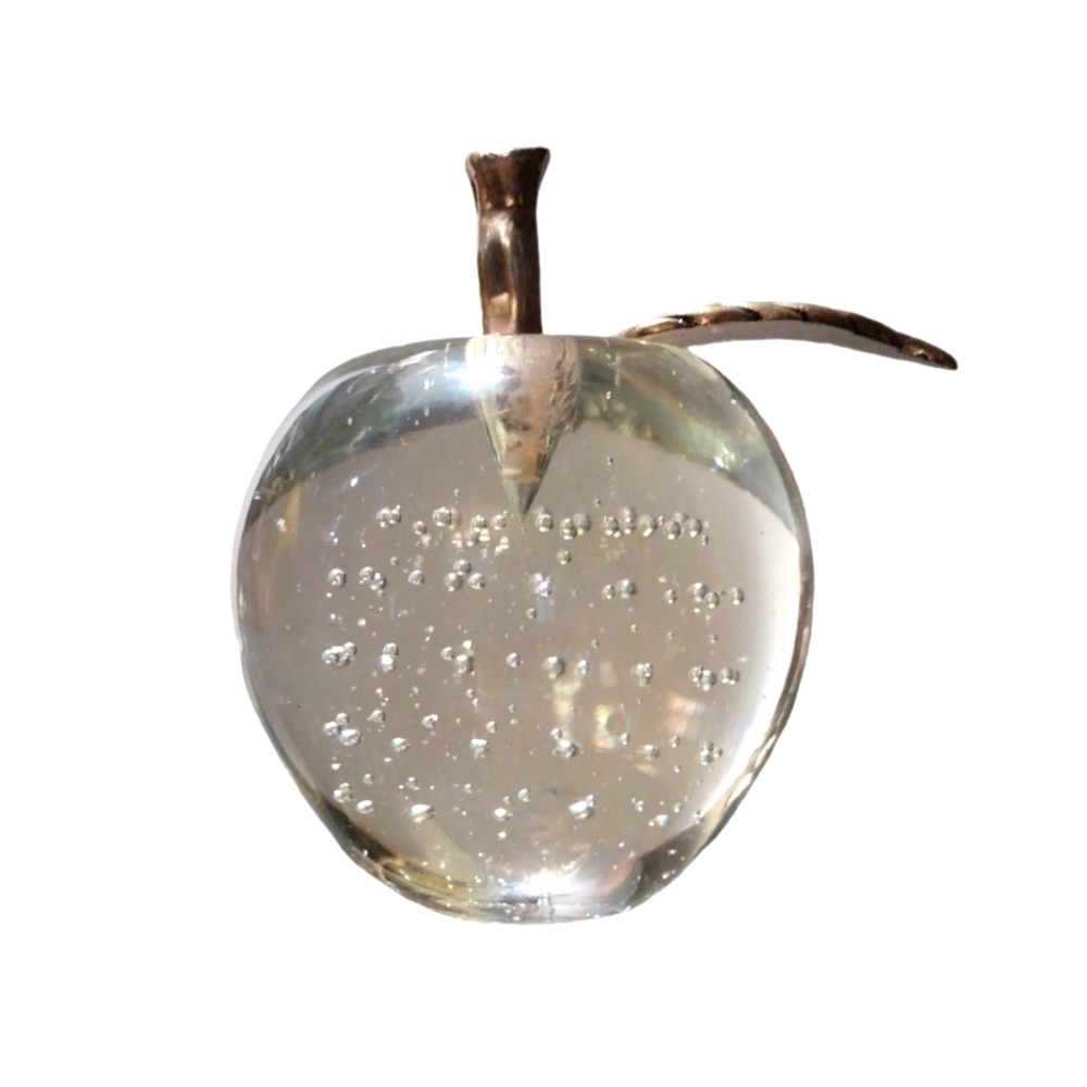 VINTAGE Glass Apple Paperweight